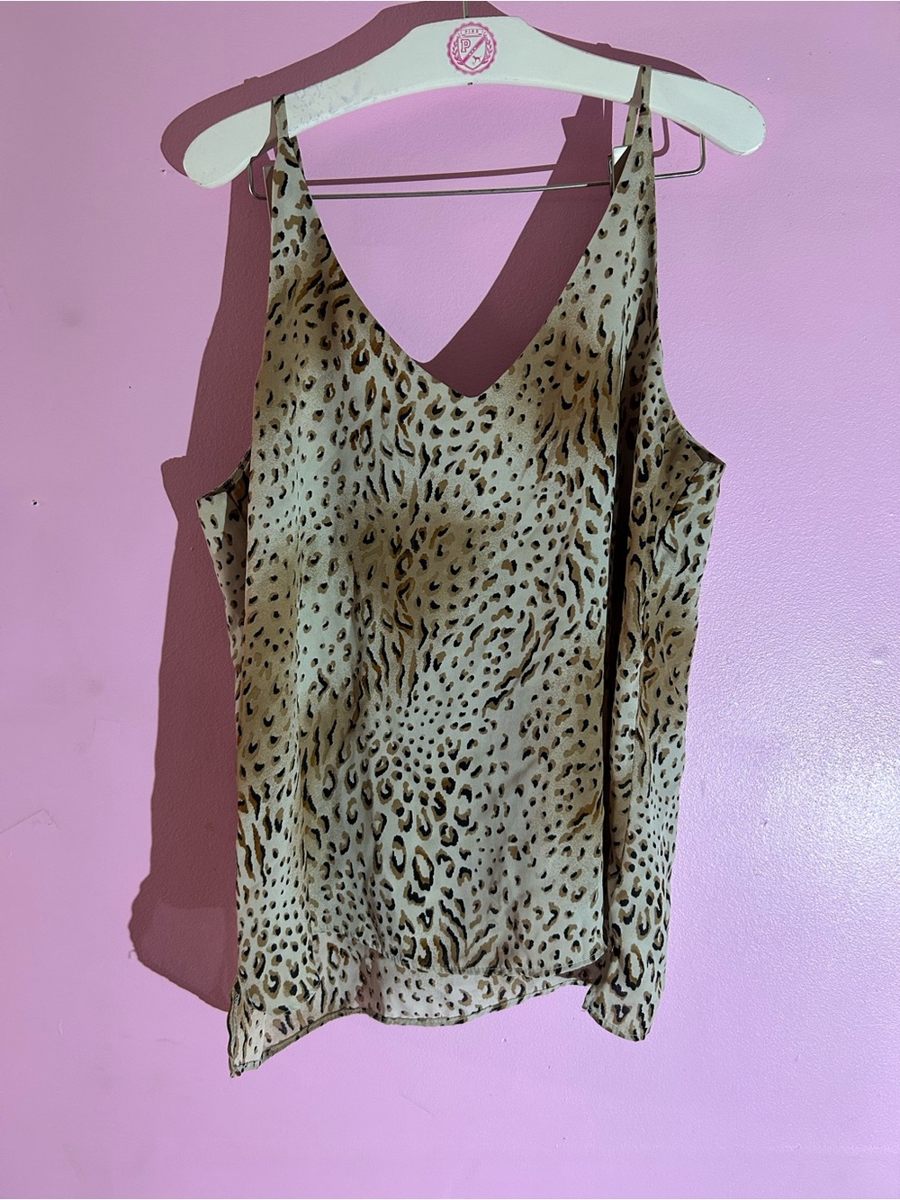 Shinestar Leopard Print V-Neck Cami in Neutral Tones